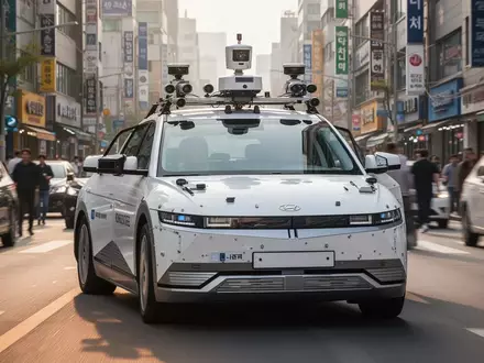 Ein mit Sensoren und Kameras ausgestattetes Testfahrzeug für autonomes Fahren fährt durch eine belebte Straße in Seoul. - Foto: über boerse-global.de