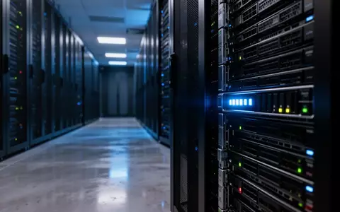 Ein moderner Serverraum mit blinkenden Statusleuchten an Serverschränken in einer technologischen Umgebung. - Foto: über boerse-global.de