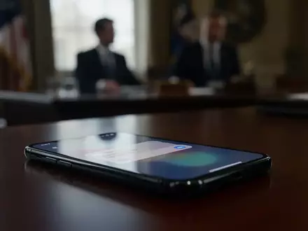 Ein Smartphone auf einem Schreibtisch in einem Büro, das auf Cyber-Spionage und digitale Sicherheitsbedrohungen hindeutet. - Foto: über boerse-global.de