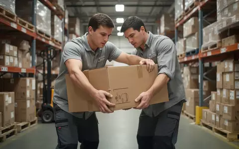 Eine Person hebt in einem industriellen Arbeitsumfeld einen schweren Karton mit rückenfreundlicher Technik. - Foto: über boerse-global.de