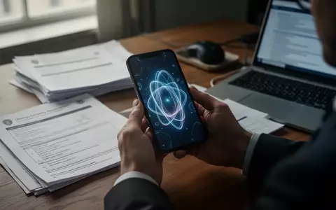 Hände halten ein Smartphone an einem Schreibtisch mit Unterlagen zur Hochschulzulassung in einer Büroumgebung. - Foto: über boerse-global.de