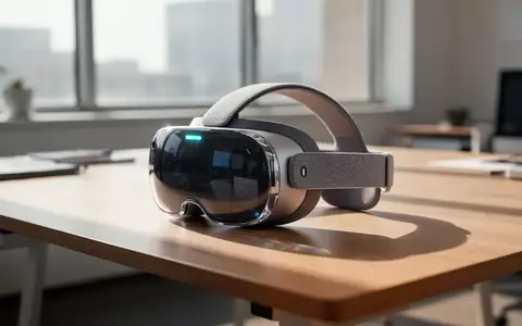 Ein Apple Vision Pro Headset auf einem minimalistischen Schreibtisch in einem modernen, hellen Büro. - Foto: über boerse-global.de