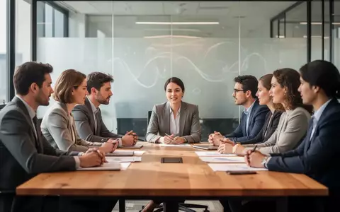 Ein Team in einem modernen, hellen Büro während einer strategischen Besprechung am Konferenztisch. - Foto: über boerse-global.de