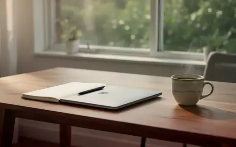 Ein aufgeräumter, minimalistischer Schreibtisch in einem hellen Büro mit natürlichem Tageslicht und einer Kaffeetasse. - Foto: über boerse-global.de