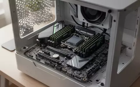 Nahaufnahme einer modernen Computer-Hauptplatine mit Arbeitsspeichermodulen in einem aufgeräumten Arbeitsplatz-Gehäuse. - Foto: über boerse-global.de