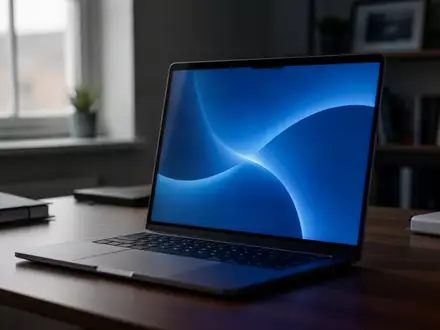 Ein moderner Laptop in einem dezent beleuchteten Büro, der den Fokus auf die technische Infrastruktur von Software-Updates legt. - Foto: über boerse-global.de