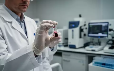 Ein Wissenschaftler hält in einem modernen Labor ein medizinisches Probenröhrchen mit Blut für einen Diagnosetest. - Foto: über boerse-global.de