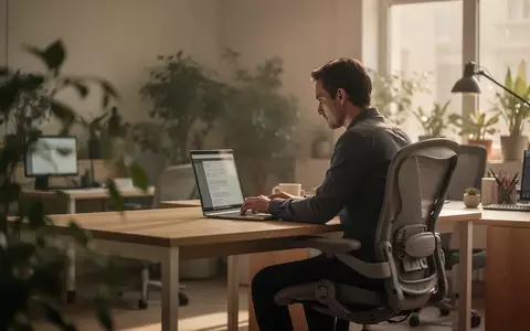 Ein konzentrierter Mitarbeiter in einem modern gestalteten, ruhigen Büroarbeitsplatz mit ergonomischen Möbeln. - Foto: über boerse-global.de