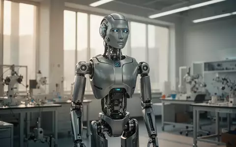 Ein hochmoderner humanoider Roboter steht in einem hellen, professionellen Entwicklungslabor für Robotik. - Foto: über boerse-global.de