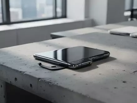Ein hochwertiges Smartphone auf einem minimalistischen Schreibtisch in einem modernen Büro bei natürlichem Licht. - Foto: über boerse-global.de