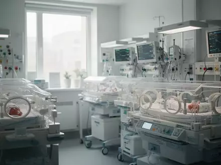 Moderne neonatologische Intensivstation mit medizinischen Geräten und Inkubatoren in einer sterilen Krankenhausumgebung. - Foto: über boerse-global.de