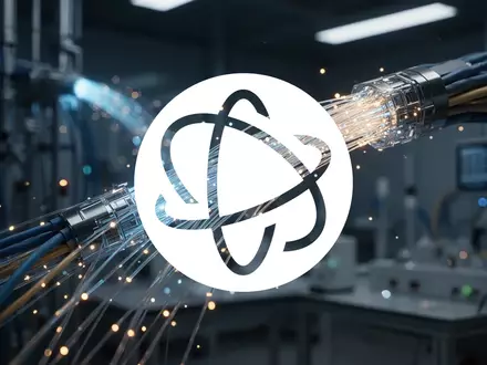 Abstraktes Bild von leuchtenden Glasfaserkabeln in einem modernen, technologischen Industrieumfeld. - Foto: über boerse-global.de