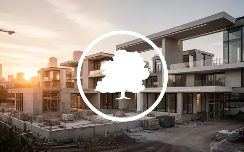 Moderne Baustelle eines Wohnbauprojekts bei Sonnenuntergang als Symbol für Immobilieninvestitionen. - Foto: über boerse-global.de