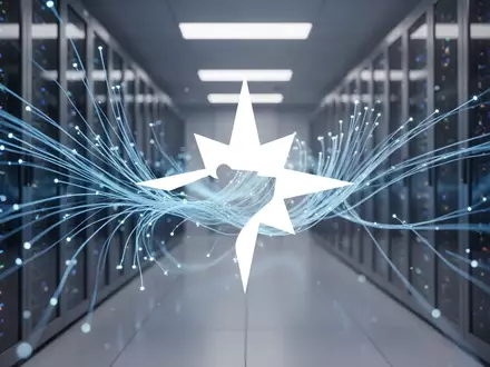 Abstrakte Darstellung eines modernen Rechenzentrums mit blau leuchtenden Lichtleitungen als Symbol für KI-Investitionen. - Foto: über boerse-global.de