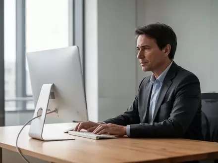 Ein konzentrierter Arbeitnehmer an einem modernen Schreibtisch in einer ruhigen Büroumgebung. - Foto: über boerse-global.de