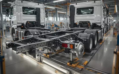 Ein moderner, heller Montagebereich in einer deutschen LKW-Fabrik mit Fokus auf technische Präzision. - Foto: über boerse-global.de