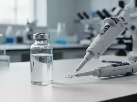Nahaufnahme einer medizinischen Laborumgebung mit einer Glasampulle und einer Mikropipette für die RNAi-Forschung. - Foto: über boerse-global.de