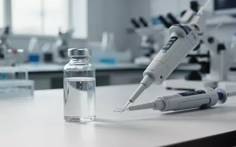 Nahaufnahme einer medizinischen Laborumgebung mit einer Glasampulle und einer Mikropipette für die RNAi-Forschung. - Foto: über boerse-global.de