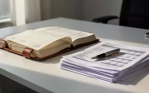 Ein offenes Geschäftsbuch und ein Füllfederhalter auf einem aufgeräumten Schreibtisch in einem hellen Büro. - Foto: über boerse-global.de