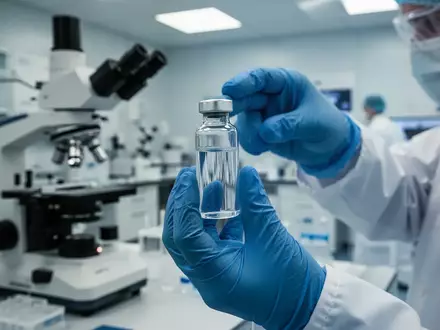 Ein Wissenschaftler in einem medizinischen Labor hält ein Fläschchen mit einer Infusionslösung für die Zelltherapie. - Foto: über boerse-global.de
