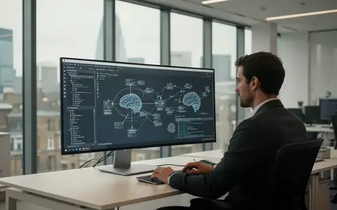 Ein Softwareentwickler arbeitet in einem modernen Büro an einer KI-Architektur für Unternehmenslösungen. - Foto: über boerse-global.de