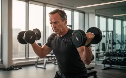 Eine Person trainiert konzentriert mit Hanteln in einem hellen, modernen Fitnessstudio. - Foto: über boerse-global.de