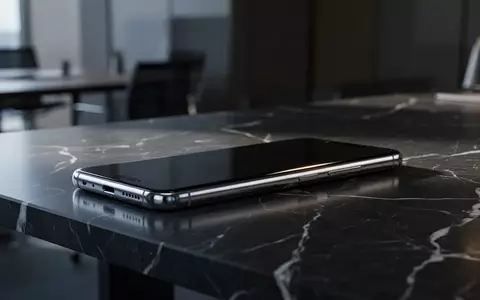 Ein hochwertiges Smartphone liegt auf einer dunklen Marmoroberfläche in einem modern beleuchteten Büro. - Foto: über boerse-global.de