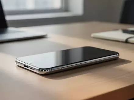 Ein modernes High-End-Smartphone liegt auf einem minimalistischen Schreibtisch in einem hellen Büro. - Foto: über boerse-global.de