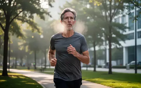Eine Person mittleren Alters joggt in einem sonnigen Stadtpark, um die Herz-Lungen-Fitness zu symbolisieren. - Foto: über boerse-global.de