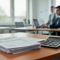 Ein Schreibtisch mit Taschenrechner und Unterlagen in einem modernen, hellen Büro bei Tageslicht. - Foto: über boerse-global.de