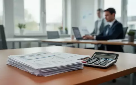 Ein Schreibtisch mit Taschenrechner und Unterlagen in einem modernen, hellen Büro bei Tageslicht. - Foto: über boerse-global.de