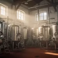 Industrielle Edelstahltanks in einer traditionellen deutschen Brauerei bei natürlichem Lichteinfall. - Foto: über boerse-global.de