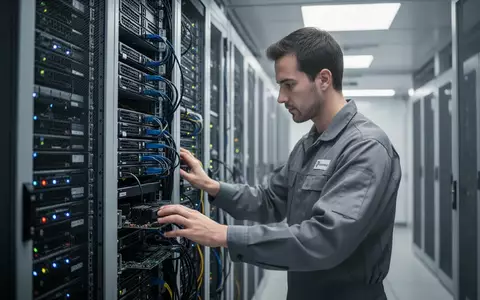 Ein IT-Techniker arbeitet in einem modernen Rechenzentrum an Server-Racks. - Foto: über boerse-global.de