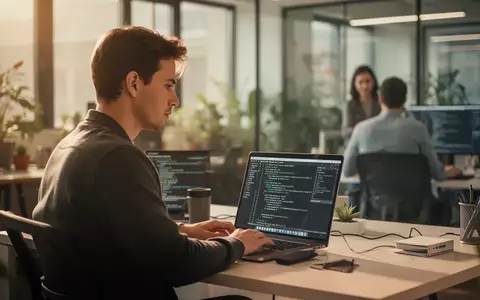Ein Softwareentwickler arbeitet konzentriert an einem Laptop in einem modernen, hellen Büro während der Arbeit. - Foto: über boerse-global.de