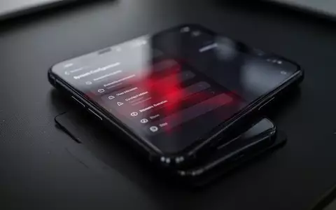 Ein Smartphone liegt auf einem dunklen Schreibtisch, während das Display in einem bedrohlichen roten Licht leuchtet. - Foto: über boerse-global.de