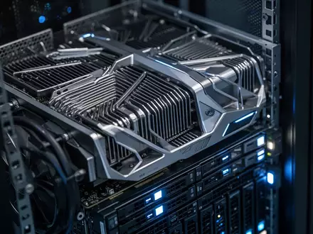 Hochmodernes Server-Rack in einem Rechenzentrum mit Fokus auf die Hardware-Architektur und komplexe Kühlkomponenten. - Foto: über boerse-global.de