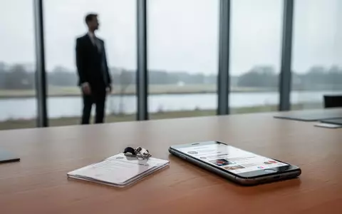 Ein minimalistisches Regierungsbüro mit einem Dienstausweis und einem Smartphone auf einem Schreibtisch. - Foto: über boerse-global.de