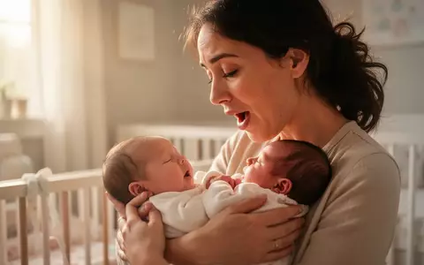 Ein Elternteil hält liebevoll ein Neugeborenes im Arm und singt dem Baby in einer hellen, freundlichen Umgebung sanft zu. - Foto: über boerse-global.de