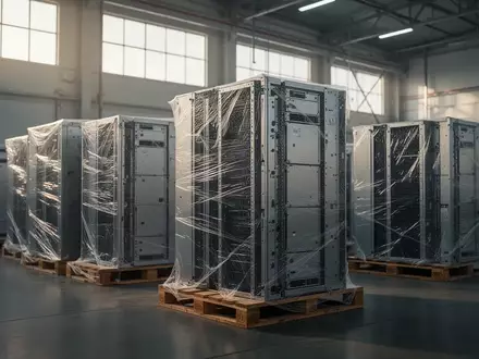 Hochleistungs-KI-Server in einer modernen Lagerhalle, bereit für den Versand. - Foto: über boerse-global.de