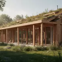 Ein modernes, nachhaltiges Architekturprojekt mit Holzfassade, Dachbegrünung und neu gepflanzten Bäumen in der Außenanlage. - Foto: über boerse-global.de