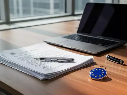 Schreibtisch mit Laptop und Dokumenten zur Vorbereitung auf eine grenzüberschreitende Mitarbeiterentsendung. - Foto: über boerse-global.de