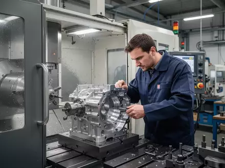 Ein Facharbeiter an einer modernen CNC-Maschine in einer Werkstatt für Feinwerktechnik. - Foto: über boerse-global.de