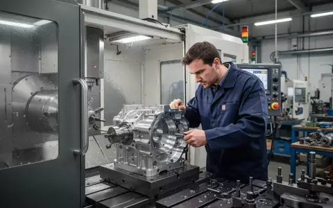 Ein Facharbeiter an einer modernen CNC-Maschine in einer Werkstatt für Feinwerktechnik. - Foto: über boerse-global.de