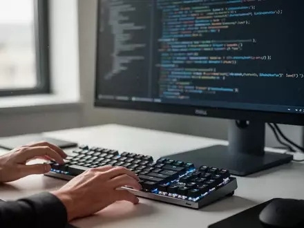 Ein moderner Schreibtisch mit einer hochwertigen Tastatur in einer professionellen Büroumgebung. - Foto: über boerse-global.de
