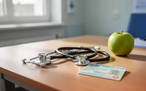 Ein Stethoskop und ein grüner Apfel auf einem Schreibtisch in einer Arztpraxis als Symbol für präventive Gesundheitspolitik. - Foto: über boerse-global.de