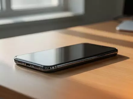 Ein modernes Smartphone auf einem Holztisch bei natürlichem Tageslicht. - Foto: über boerse-global.de