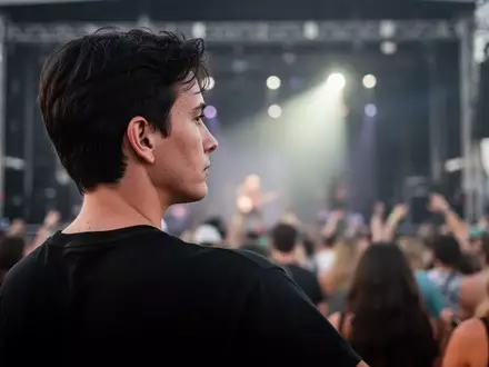 Eine Person inmitten der intensiven Atmosphäre eines Musikfestivals, eingefangen in einer dokumentarischen Aufnahme. - Foto: über boerse-global.de