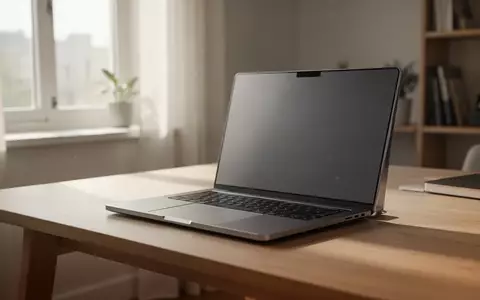 Ein modernes, hochwertiges Laptop auf einem minimalistischen Holztisch in einem hellen Büro. - Foto: über boerse-global.de