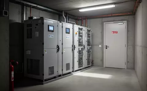 Ein Batteriespeichersystem in einem separaten Technikraum mit Brandschutztür. - Foto: über boerse-global.de