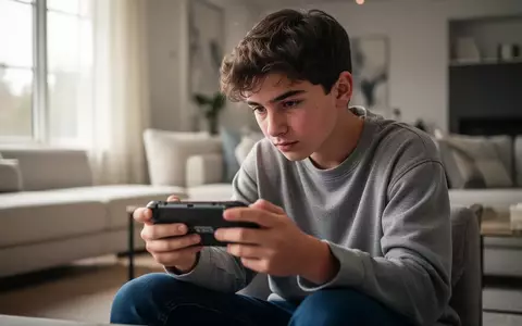 Ein Jugendlicher spielt konzentriert auf einem Handheld-Gerät in einer hellen, wohnlichen Umgebung. - Foto: über boerse-global.de